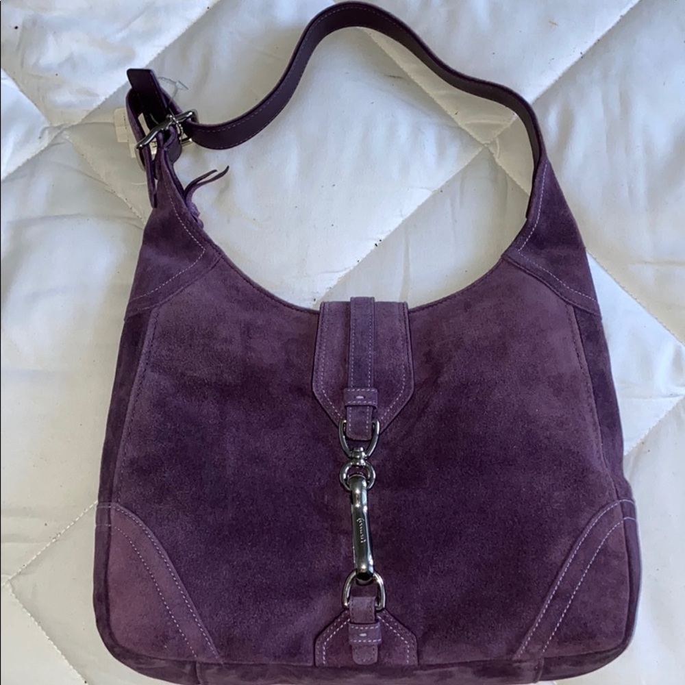 Coach Purple Suede Hobo Bag